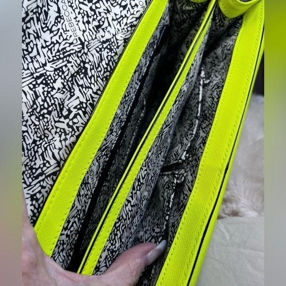 REBECCA MINKOFF HUDSON MOTO LEATHER NEON MARIGOLD BAG - Picture 11 of 16